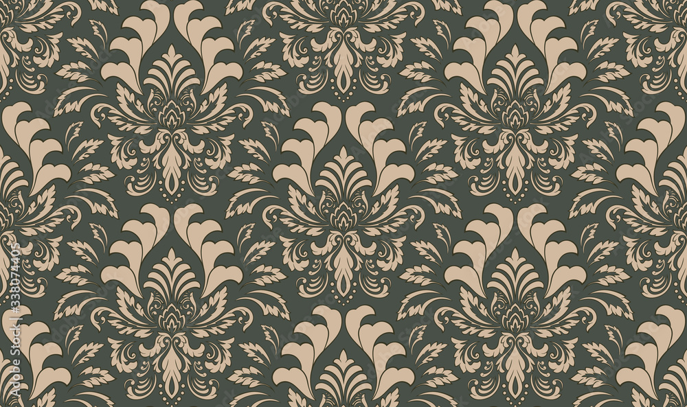 Damask seamless emboss pattern background. Vector classical luxury old  damask ornament, royal victorian seamless texture for wallpapers, textile,  wrapping. Vintage exquisite floral baroque template. Stock Vector | Adobe  Stock