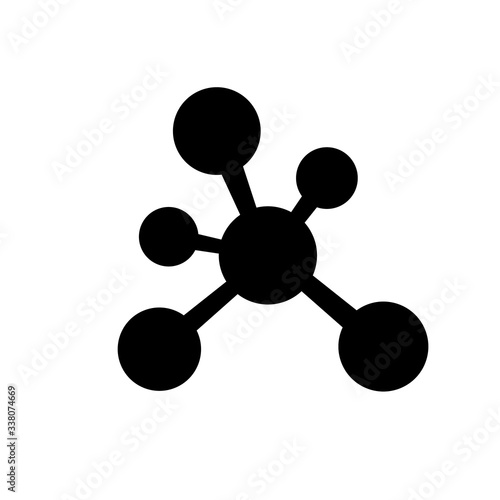Molecule icon. Structure of molecules in chemistry. Vector illustration in black.