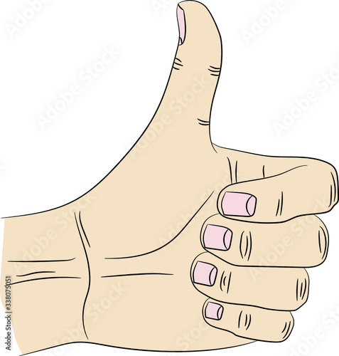 Isolated white thumb of the hand that shows like