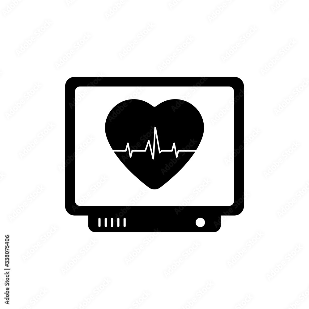 Heart monitor screen icon. Vector illustration heartbeat, pulse, rhythm heart. Heart monitor screen icon. Vector illustration heartbeat, pulse, rhythm heart.