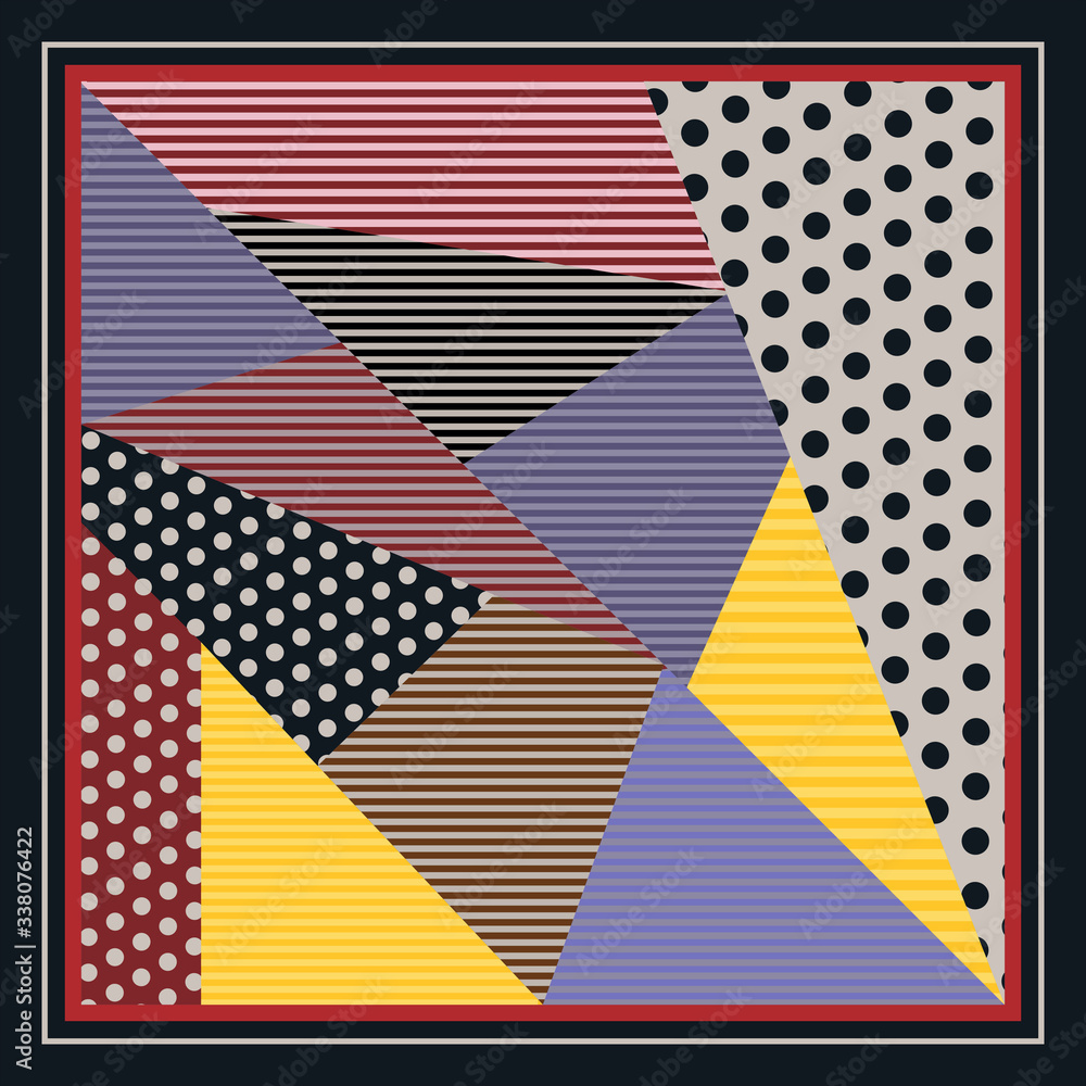 printed silk square scarf with abstract geometric pattern design printed silk square scarf with abstract geometric pattern design