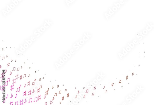 Light Red  Yellow vector template with musical symbols.