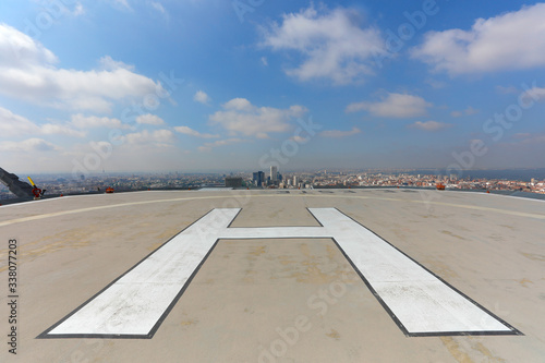 Landing and take-off runway at a heliport in Madrid. photo