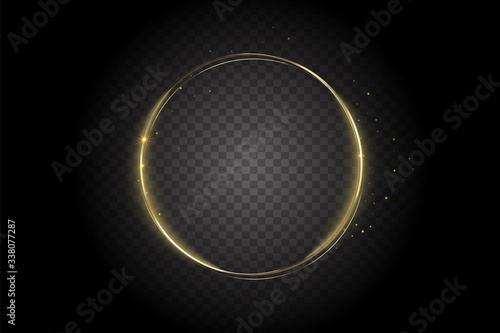 Set of abstract glowing circles. Light optical effect halo on transparent background. Vector illustration