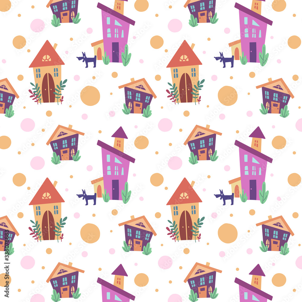 Stay home vectorseamless pattern with houses Stay home vectorseamless pattern with houses