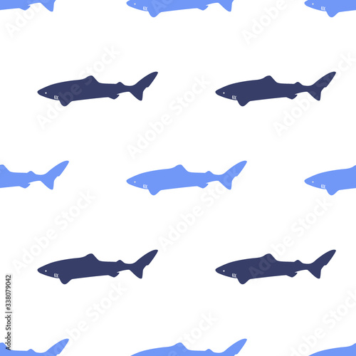 Polar Atlantic Sharks Icon Pattern. Silhouette Cartoon Modern Print. Vector