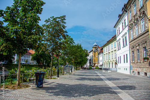 Streat near river Ljubljanica in city of Ljubljana