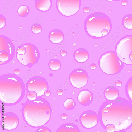 Hand drawn pink bubble gum seamless pattern. Sweet candy background. Vector illustration