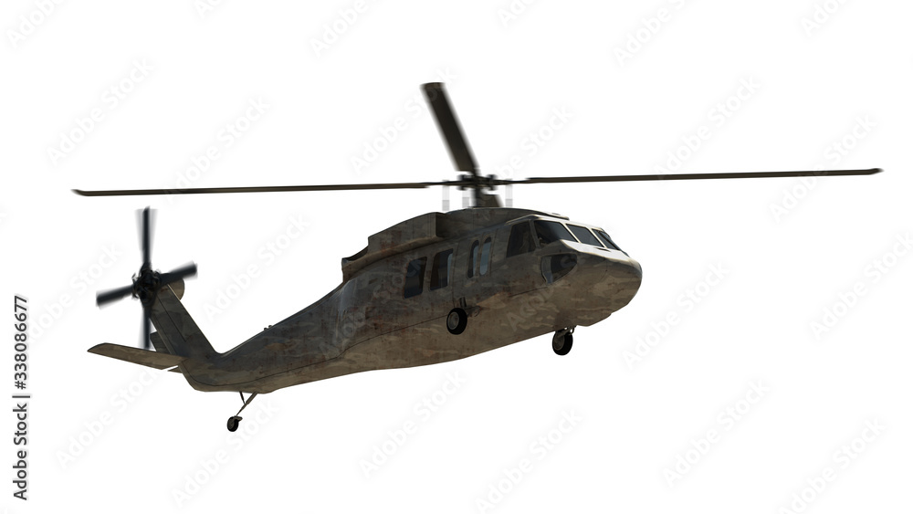 Military helicopter isolated on white. Render 3d. Illustration. Military helicopter isolated on white. Render 3d. Illustration.