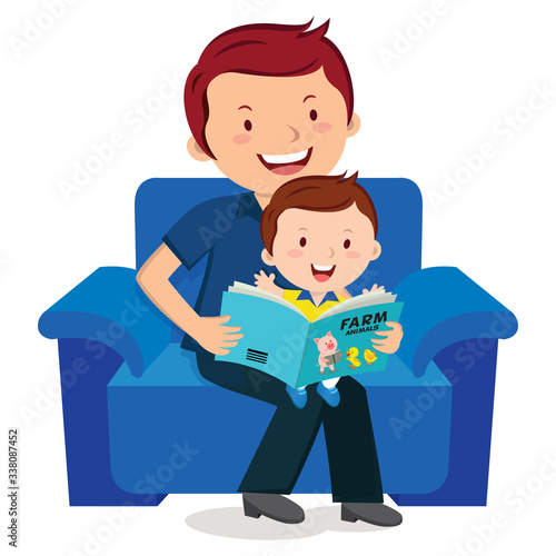 Father and child reading book