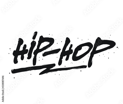 Hip - Hop, ink hand lettering. Modern brush calligraphy. Handwritten phrase.