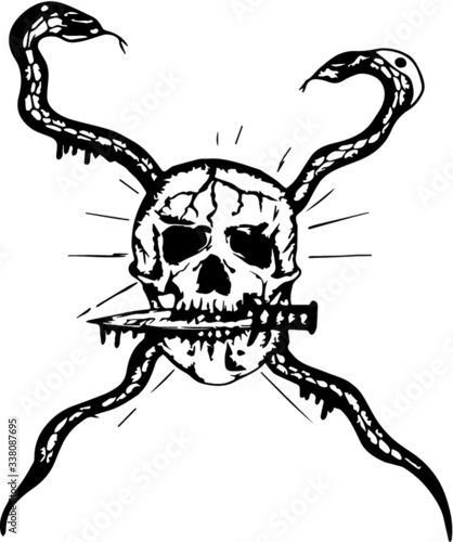 skull, knife and 2 cross snakes