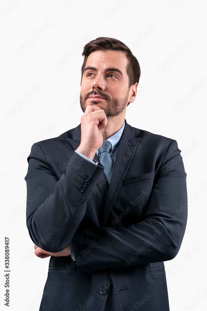 Portrait of a thoughtful mature man dream on a white background. Isolated. Portrait of a thoughtful mature man dream on a white background. Isolated.