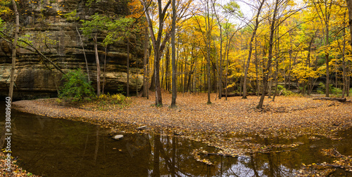 Autumn/fall colors in Illinois canyon.  Starved Rock state park, Illinois, USA