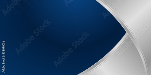 Navy blue silver curve shape background for presentation background