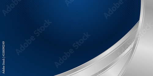 Blue silver presentation abstract background with curve wave frame element