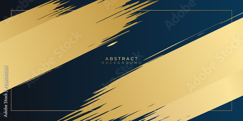 Gold blue modern abstract brush stroke background for presentation design