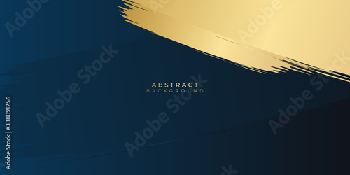 Blue gold brush stroke abstract modern background for presentation design. Vector illustration design for presentation, banner, cover, web, flyer, card, poster, wallpaper, texture, slide, magz