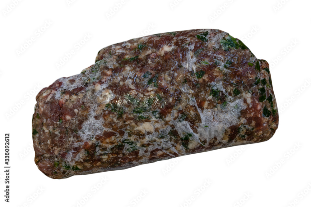 Frozen minced meat on a white background Frozen minced meat on a white background