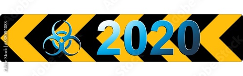Biohazard symbol in marked closed stress due to 2020.