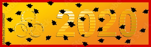 Biohazard symbol in marked closed stress due to 2020.