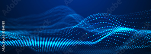 Digital technology background. Dynamic wave of glowing points. Futuristic background for presentation design. 3d