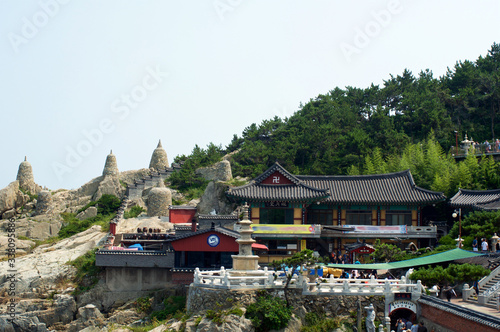 Buddhist temple in Busan in summer