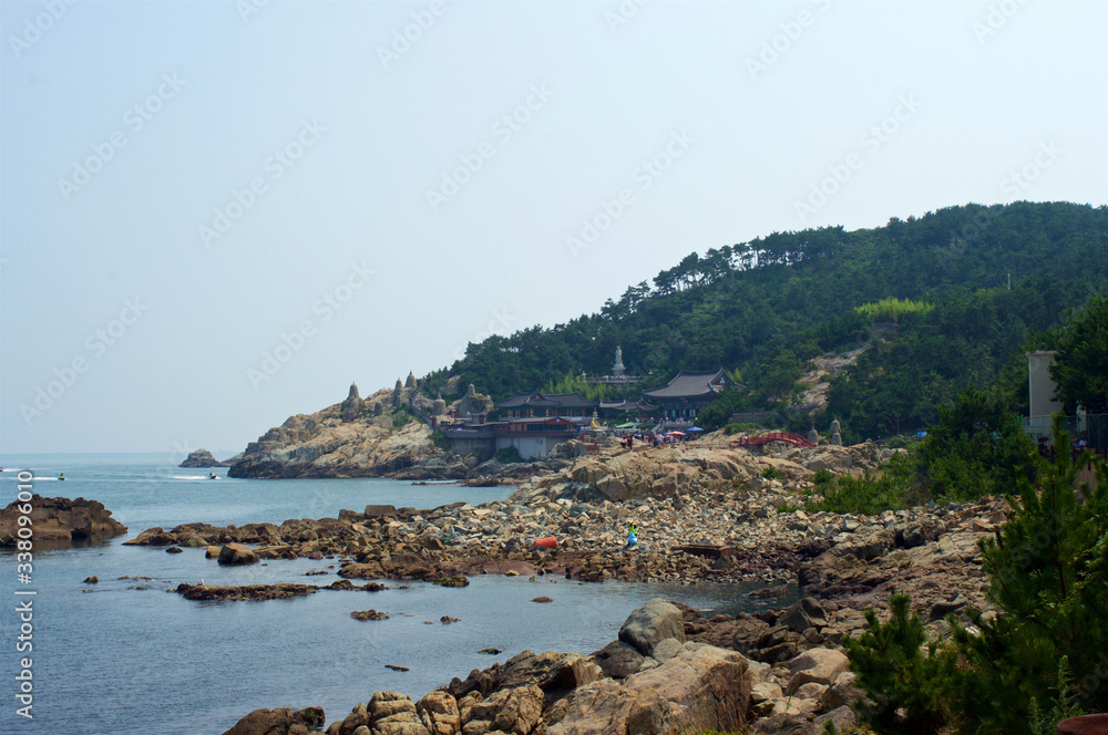 Buddhist temple in Busan in summer