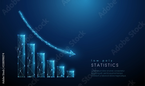 low poly abstract blue gowing down chart