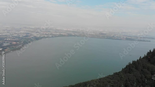 Aerial view of Dian Lake from Xishan Forest Park (Western Hills), Kunming, China photo