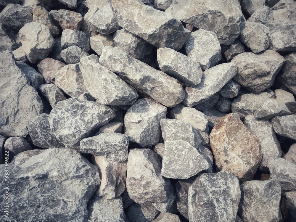 Abstract stones in construction Used in slope protection against soil collapse Abstract stones in construction Used in slope protection against soil collapse