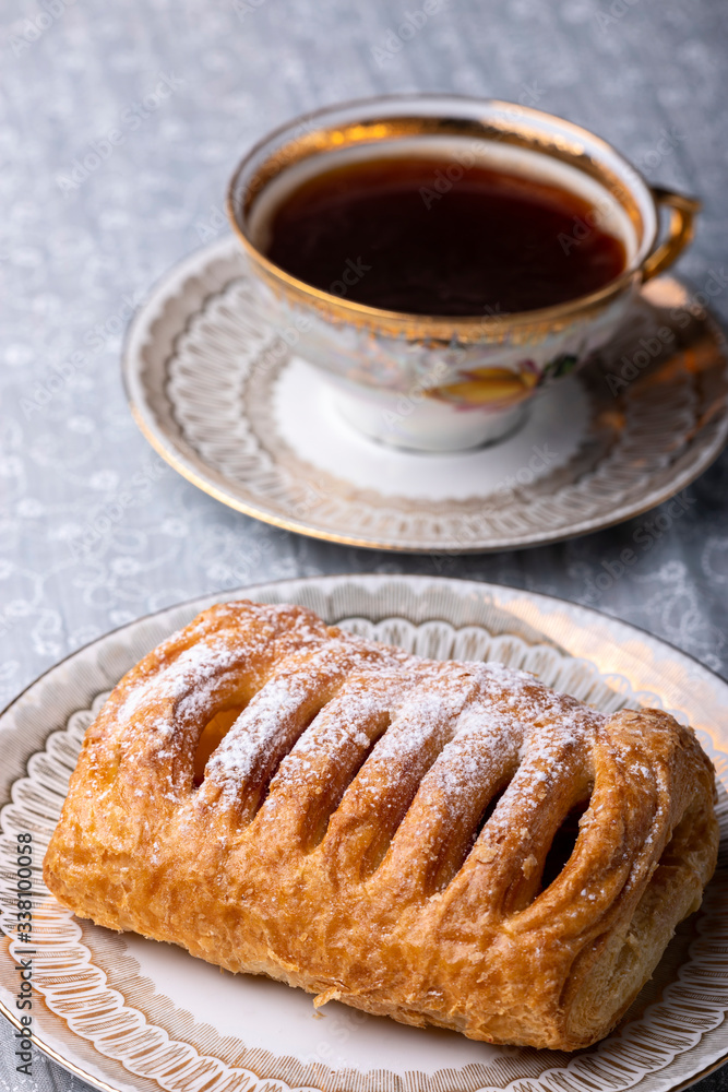 cherry pastry with icing sugar cherry pastry with icing sugar
