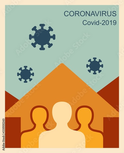 Stay at home, save lives, social distancing concept. Coronavirus protection flat illustration