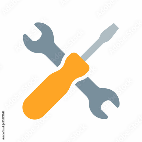Spanner and screwdriver, tools icon. Vector icon isolated on white background.