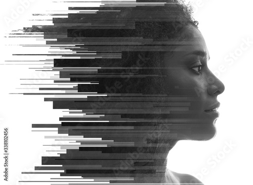 A portrait combined with a digital illustration