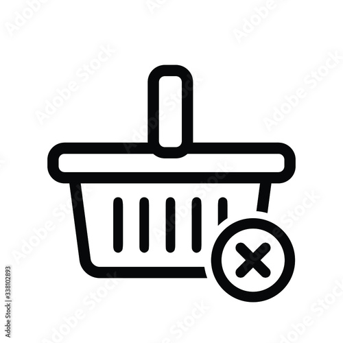 Shop basket restriction icon. Outline shop basket restriction vector icon for web design isolated on white background