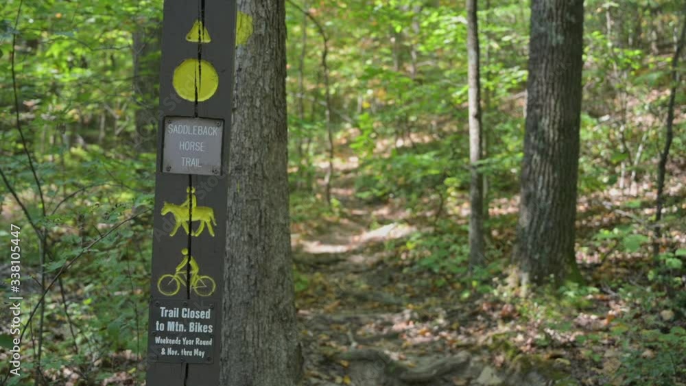 Saddleback horse trail signage, in the forest. Sugarloaf Mountain, Dickerson, Maryland Saddleback horse trail signage, in the forest. Sugarloaf Mountain, Dickerson, Maryland