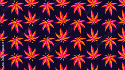 Seamless pattern with cannabis leaves. Cannabis, sativa, indica,marijuana. Vector Illustration background