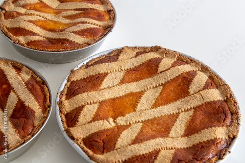 Photos Preparation the typical Neapolitan Easter cake, Pastiera, typical homemade desse