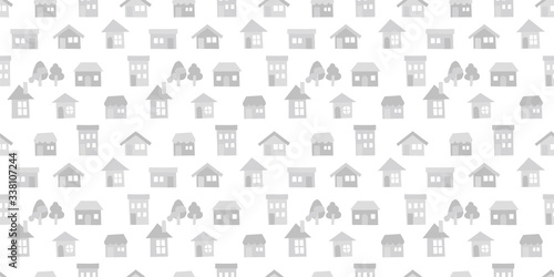 Paper craft houses background. Seamless pattern vector. Stay home.紙工作で作った家のパターン 