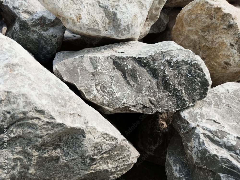 Abstract stones in construction Used in slope protection against soil collapse Abstract stones in construction Used in slope protection against soil collapse