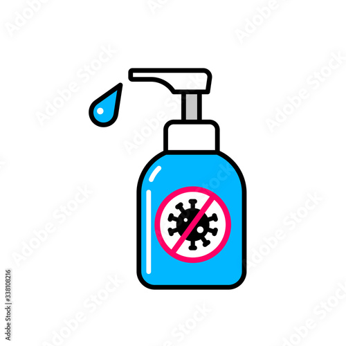 Sanitizer alcohol gel cleaning bottle icon