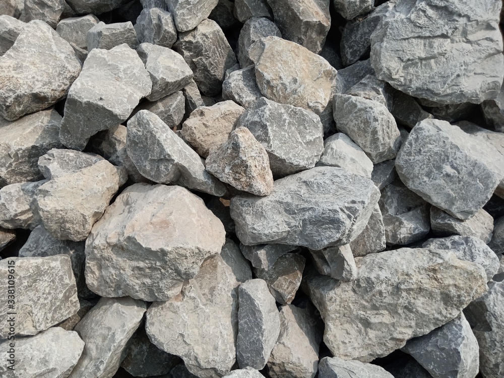 Abstract stones in construction Used in slope protection against soil collapse