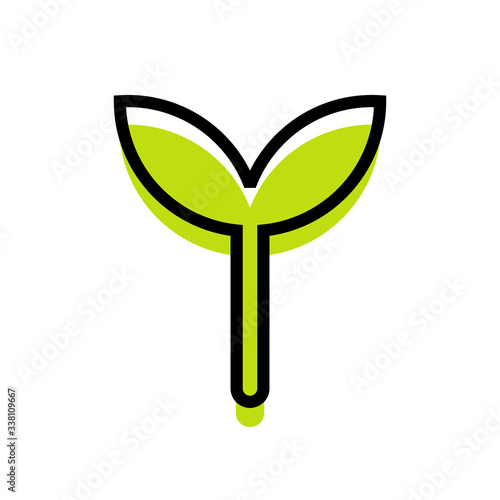 Plant sprout logo icon, little green plant symbol - Vector