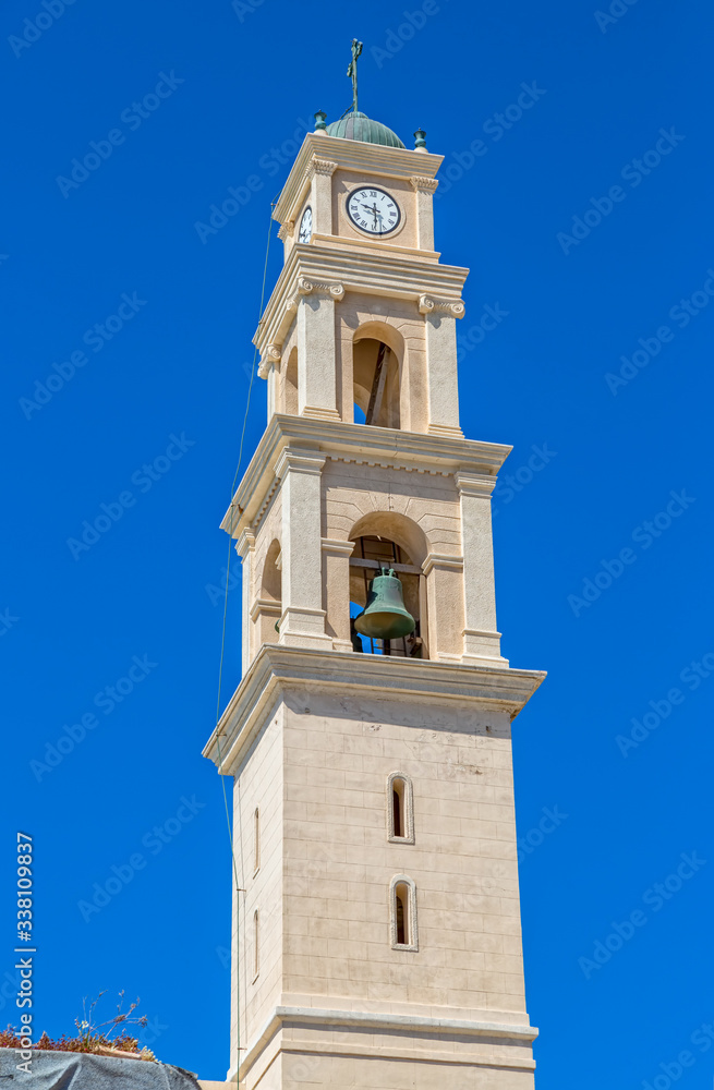 St. Peter's Franciscan Catholic bell tower completed in 1894 in Old Jaffa
