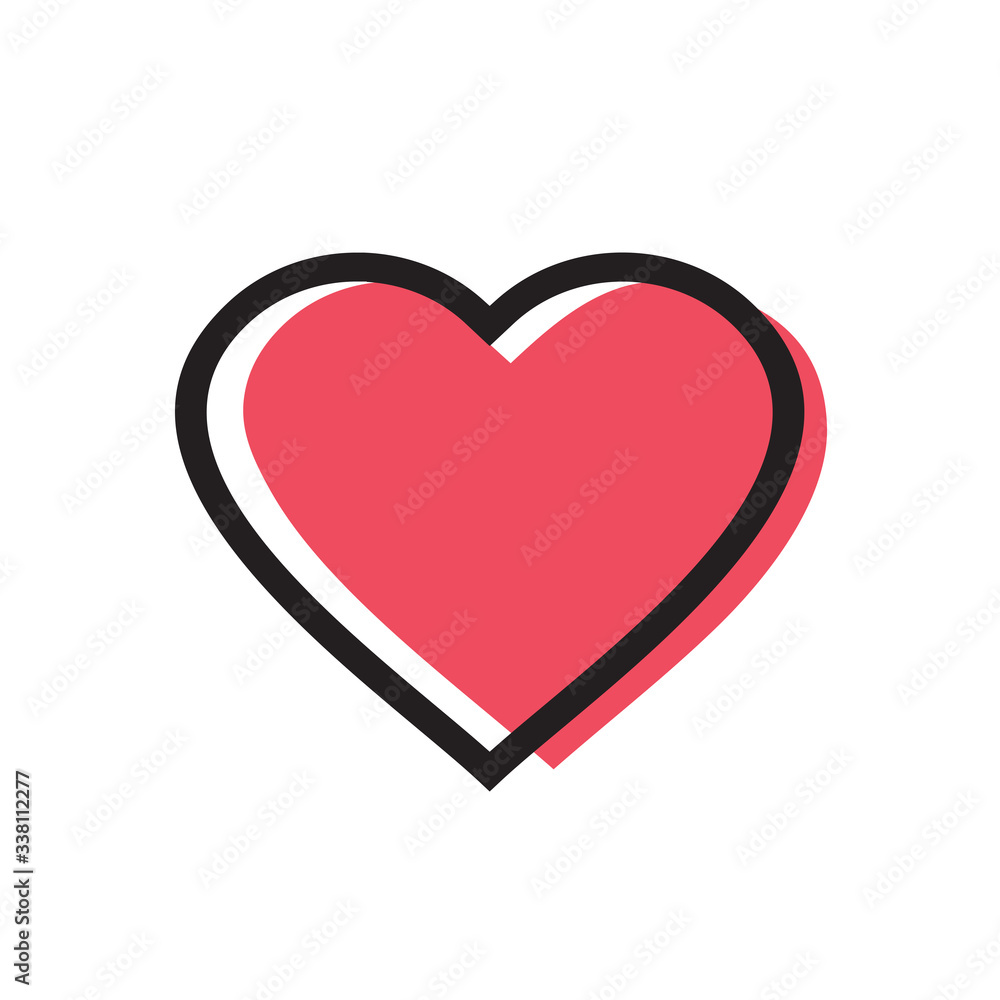 Red heart logo template, love icon design - Vector