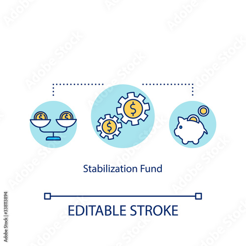 Stabilization fund concept icon. Financial crisis management, prevention idea thin line illustration. National economy maintenance mechanism. Vector isolated outline RGB color drawing. Editable stroke