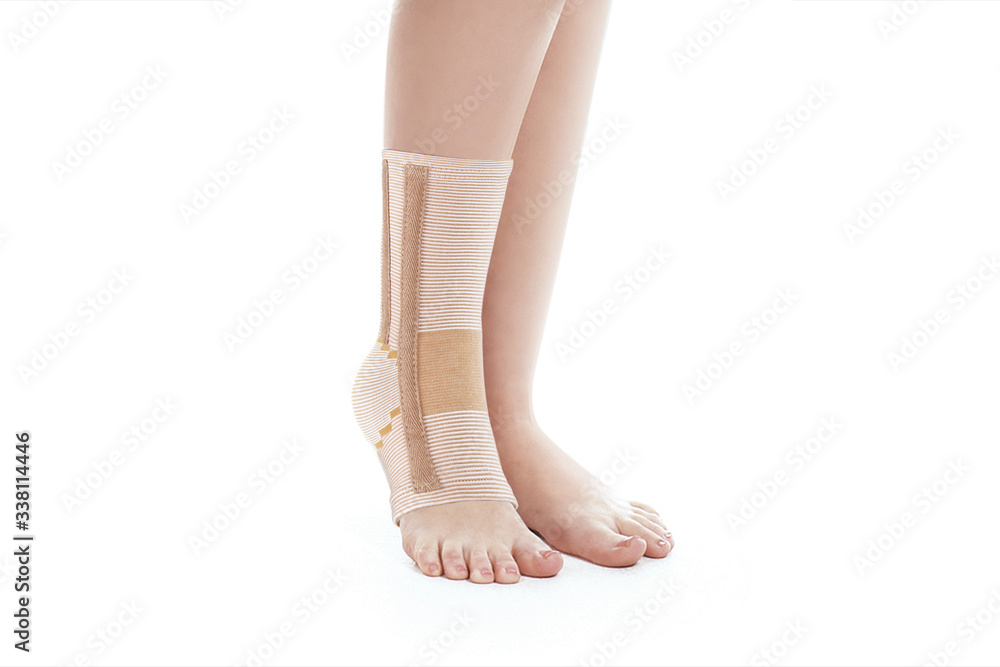 Orthopedic Ankle Brace. Medical Ankle Bandage. Medical Ankle Support Strap Adjustable Wrap Bandage Brace foot Pain Relief Sport. Leg Brace isolated on white background