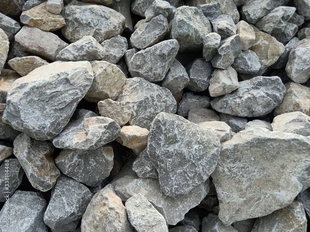 Abstract stones in construction Used in slope protection against soil collapse