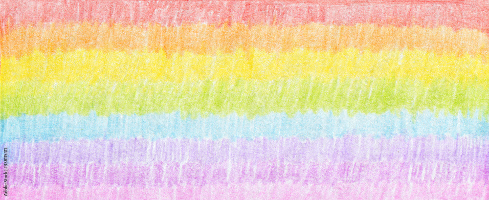 Obraz premium Color pencil rainbow graphic horizontal background.